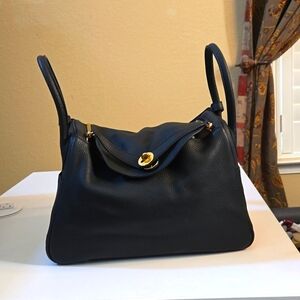 AUTHENTIC HERMES SWIFT LINDY IN BLACK TOGO LEATHER 30